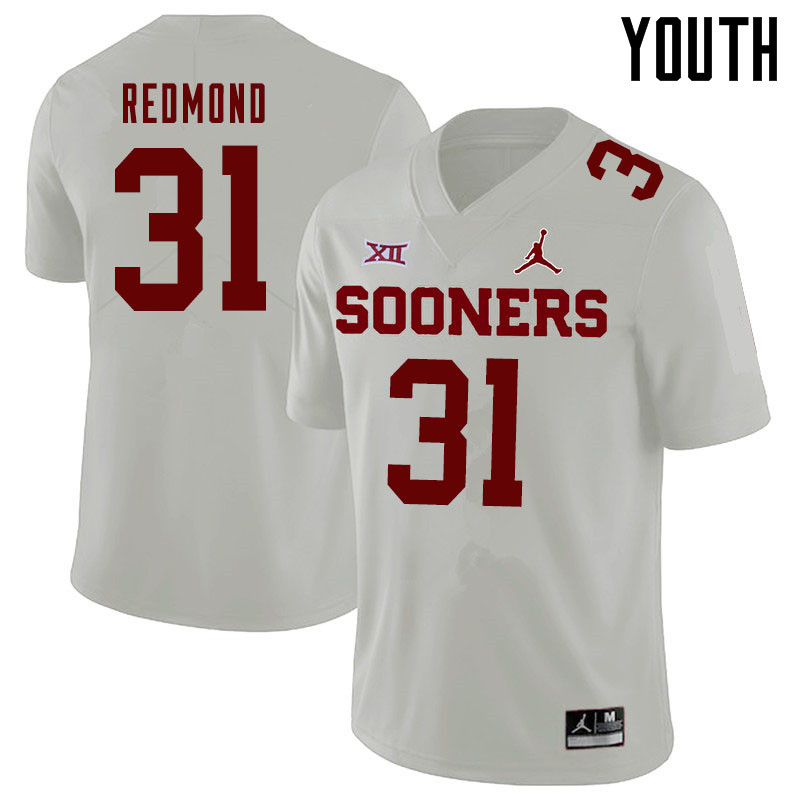 Jordan Brand Youth #31 Jalen Redmond Oklahoma Sooners College Football Jerseys Sale-White